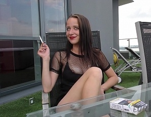 091421_fresh_face_big_boob_new_model_paula_smoking_jacuzzi_and_terrace_masturbation_choking_and_hair_pulling